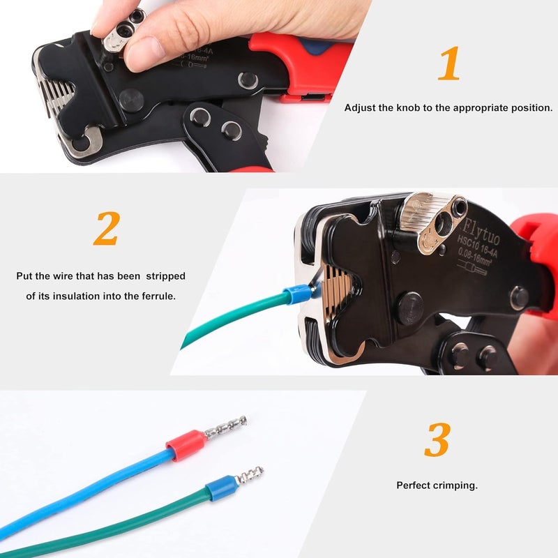 Flytuo Front Loading Ferrule Crimp Tool and Ferrule Crimper Works for End Sleeves Ferrules and Wire End Terminals from AWG 30-5 - Image 3
